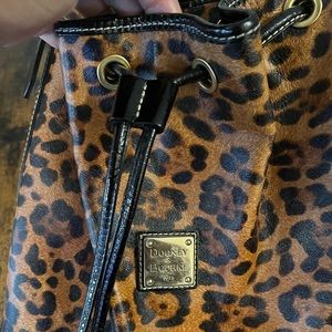 Dooney & Bourke Cheetah Drawstring leather bag; gently used